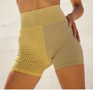 Free People Movement Yellow/Grey Striped Biker Shorts Size M/L Desert Combo